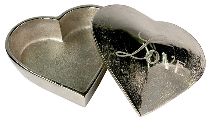 Nickel Love Heart Shaped Box